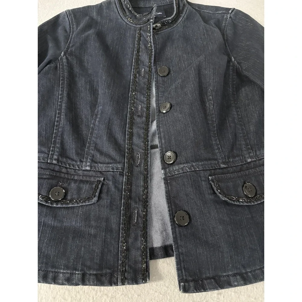 Jones New York Signature‎ Jacket Womens Petite Small Denim Stretch Button Up